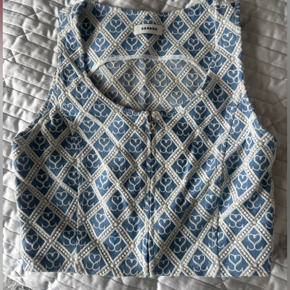 Sandro Blue and White Patterned Shirt